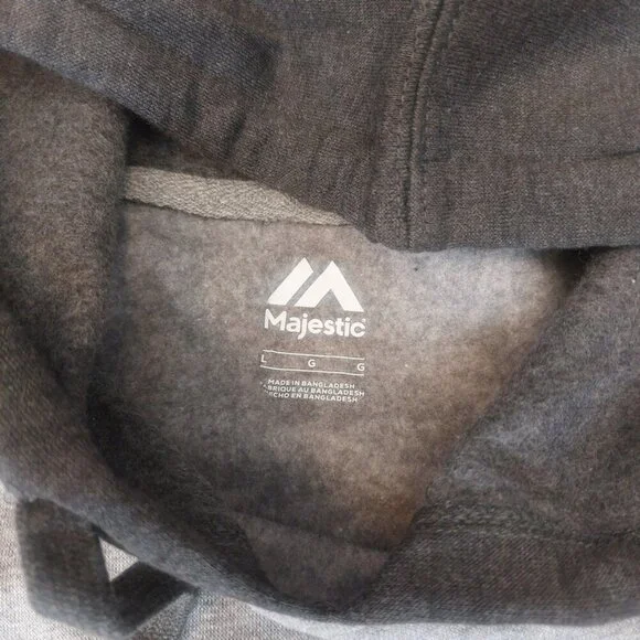 Detroit Tigers Mens Large Hoodie Sweatshirt Long Sleeve 2 Tone Gray Majestic - Picture 3 of 4